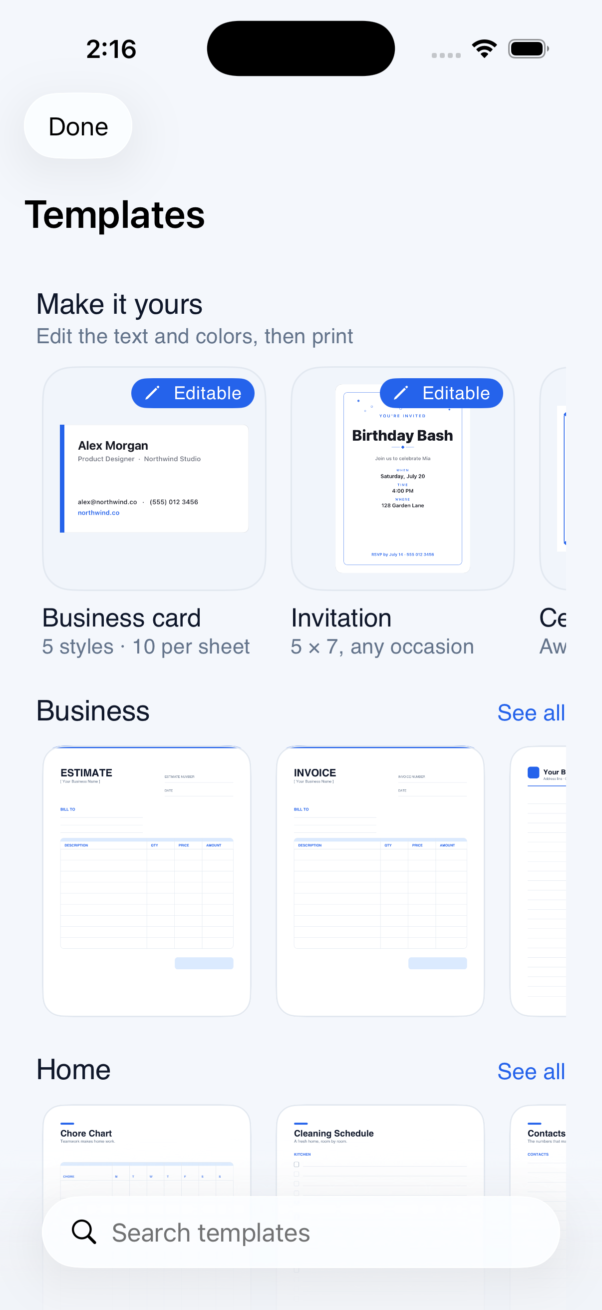 100+ templates